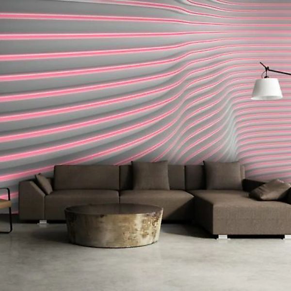 artgeist Fototapete Fluorescent Wave rosa/grau Gr. 150 x 105 günstig online kaufen