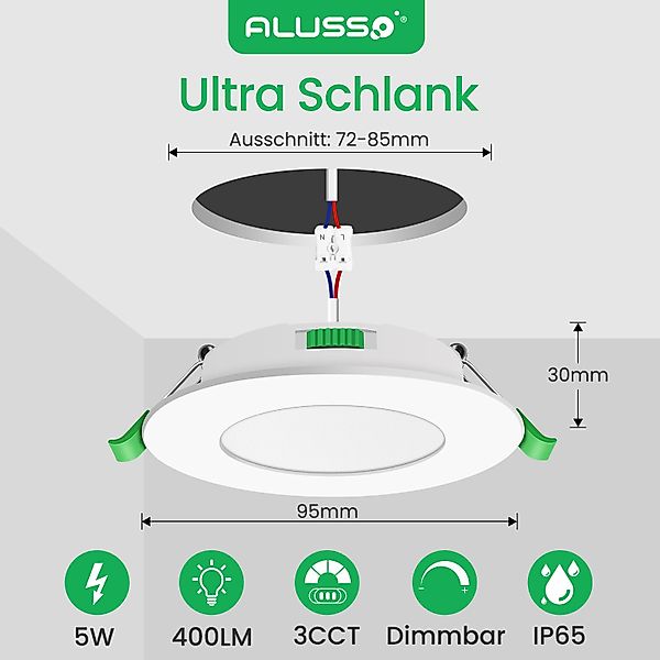 ALUSSO LED Einbaustrahler 6er-Set, 230 V günstig online kaufen