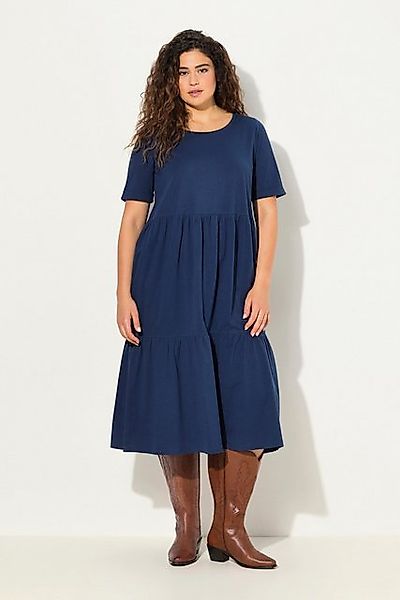 Ulla Popken Midikleid Jersey-Midikleid A-Linie Rundhals günstig online kaufen