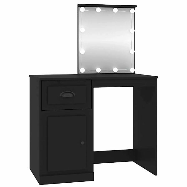 Vidaxl Schminktisch Mit Led Schwarz 90x50x132,5 Cm Holzwerkstoff günstig online kaufen