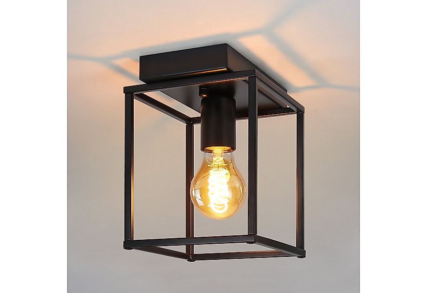 Nettlife Deckenleuchte Schwarz Vintage E27 Deckenlampe, ohne Leuchtmittel, günstig online kaufen