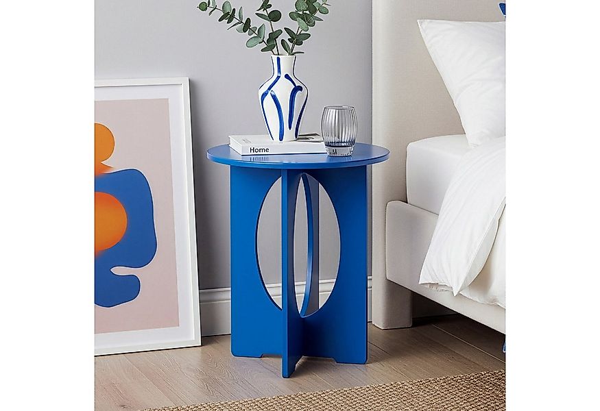 en.casa Beistelltisch, »Podeldsvin« rund 49 x 40 cm Royalblau günstig online kaufen