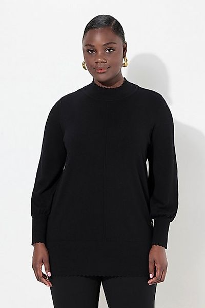 Ulla Popken Strickpullover Pullover Muschelsaum Stehkragen Langarm günstig online kaufen