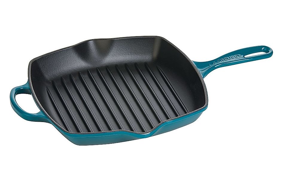 Le Creuset Grillpfanne Quadrat Signature Gusseisen Deep Teal Petrol 26cm günstig online kaufen