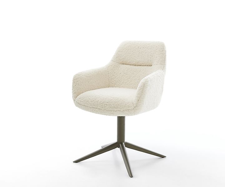 Drehstuhl Pejo-Flex Teddystoff Beige Fußkreuz Effektfinish Titan 360° drehb günstig online kaufen