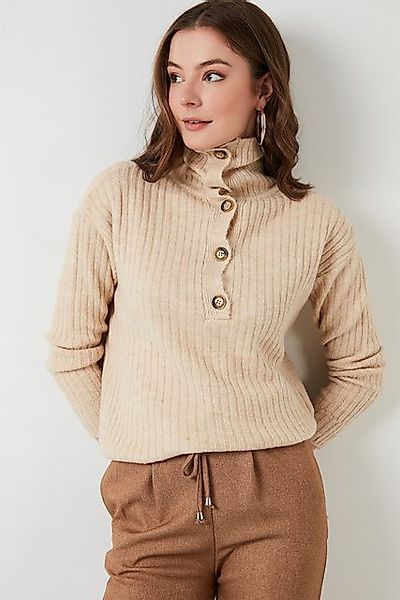 LELA Rundhalspullover Lela Button-Down Crew Neck Jumper 4616020 günstig online kaufen