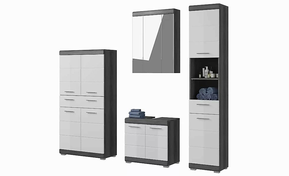Badmöbel-Set SCHLOONSEE  4 teilig  bestehend aus: Hochschrank  Waschbeckenu günstig online kaufen