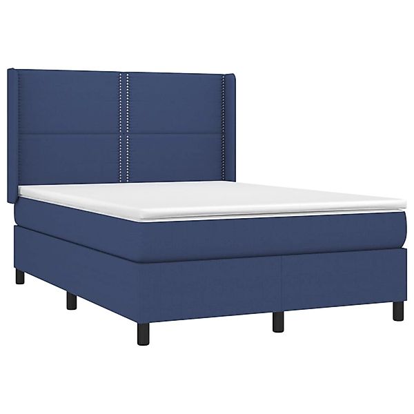 vidaXL Boxspringbett mit Matratze & LED Blau 140x200 cm Stoff 3138243 günstig online kaufen