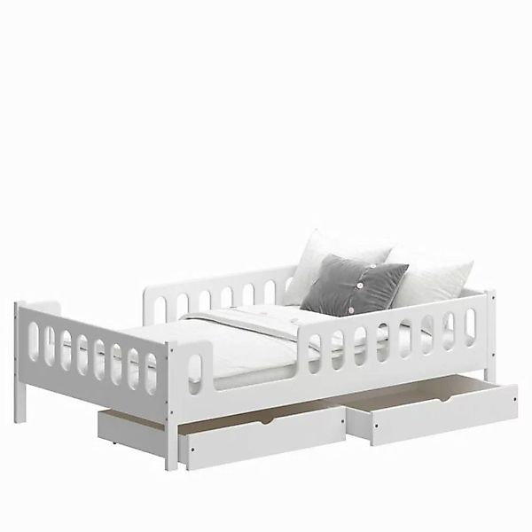 CADANI Kinderbett LARS 200x90 cm - Weiß 120x200 cm mit Schublade ohne Matra günstig online kaufen