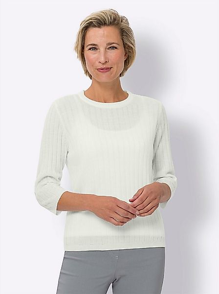 Sieh an! Strickpullover Rundhals-Pullover 3/4-Arm Rippoptik günstig online kaufen