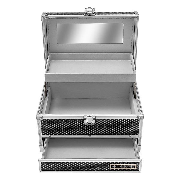 anndora Kosmetikkoffer Schmuckkoffer 3 Frontfächer Spiegel glitzeroptik, Sp günstig online kaufen