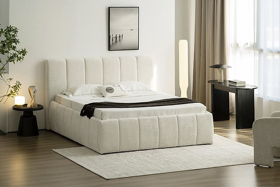riess-ambiente Boxbett ADLON 180x200cm beige -Chenille, mit Bettkasten, Kop günstig online kaufen