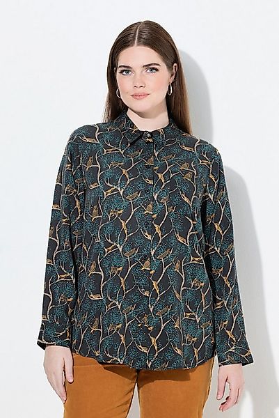 Ulla Popken Hemdbluse Hemdbluse Landhausdruck Hemdkragen Langarm günstig online kaufen