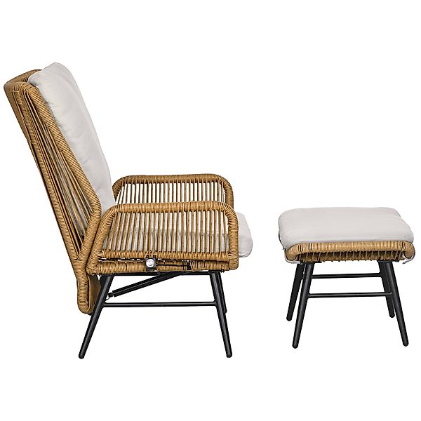 Outsunny Rattan Relaxsessel mit Fußhocker, verstellbare Rückenlehne, Outdoo günstig online kaufen