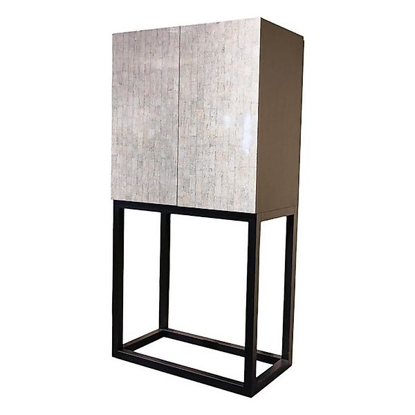 Lambert Standvitrine Kabinettschrank Mingkasa Eiche Massiv Eggshell Grau Gr günstig online kaufen