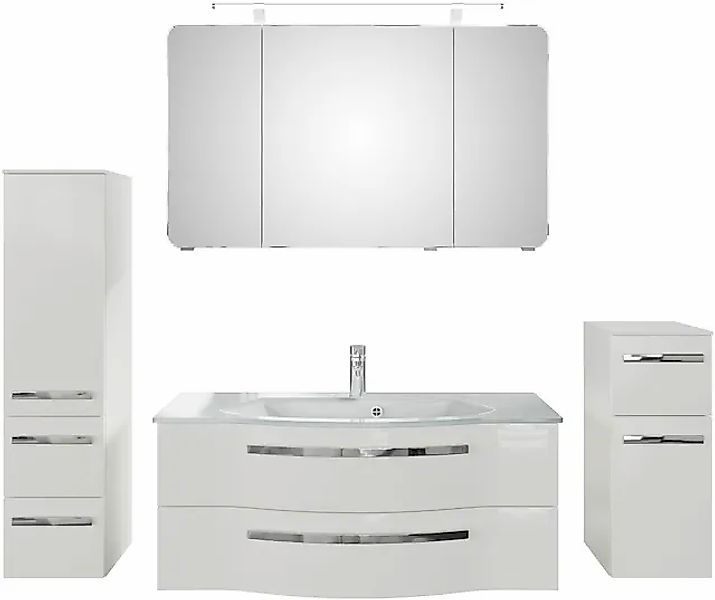 Saphir Badmöbel-Set »Serie 4005, vormontiert, Glaswaschbecken, Spiegelschra günstig online kaufen