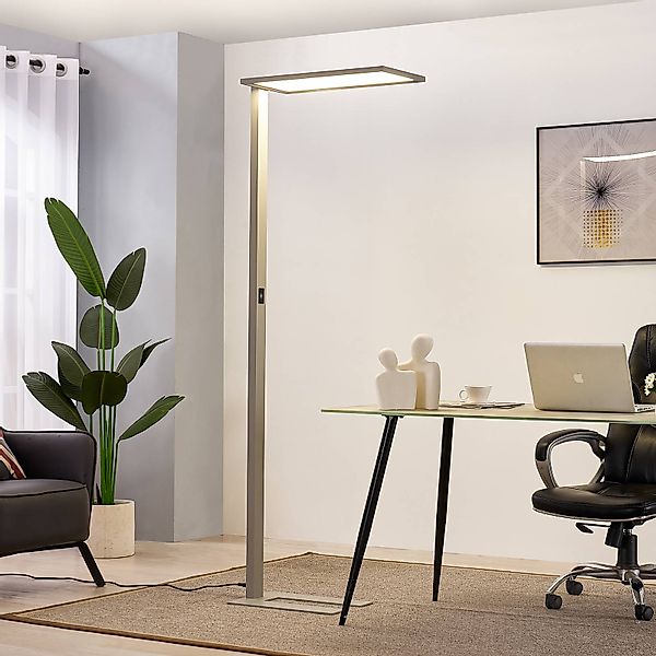 Prios LED-Bürostehleuchte Taronis, silber, 195 cm, dimmbar günstig online kaufen