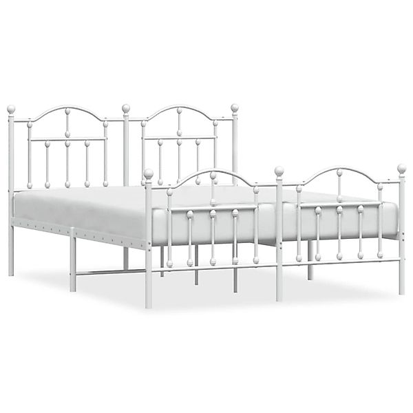 vidaXL Bettgestell mit Kopf- und Fußteil Metall Weiß 140x190 cm Modell 5184 günstig online kaufen