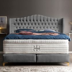 BettCo Boxspringbett Maison (in Dunkelgrau Samt, günstig online kaufen