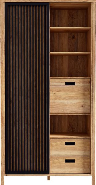 FORTE Highboard "Jytana" Höhe 200,3 cm, Schiebetüre mit Lamellenoptik, Mauv günstig online kaufen