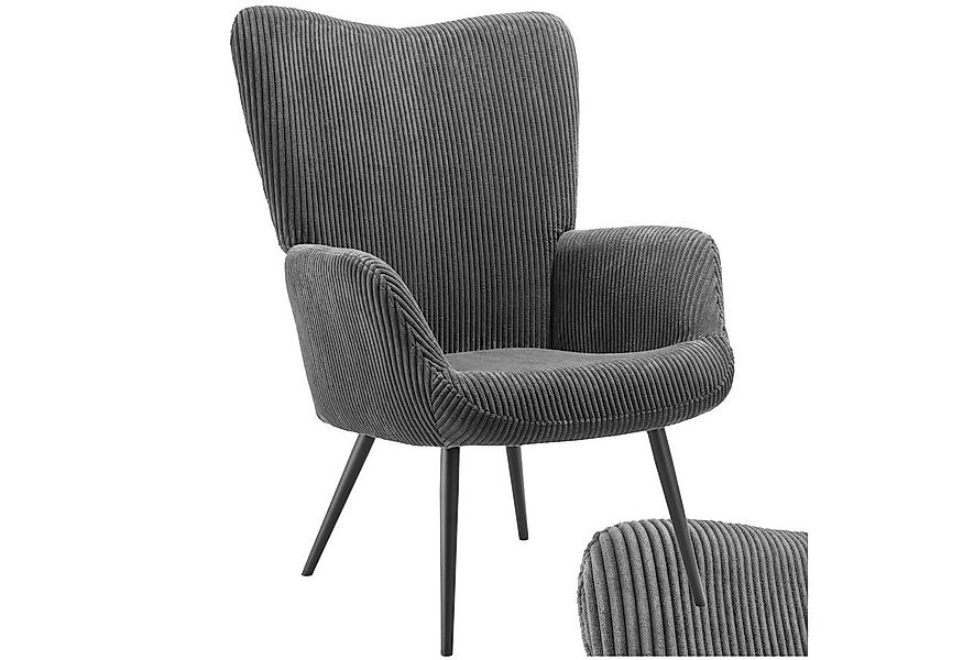 tectake Relaxsessel Sessel Hygge gepolstert, Bouclé-Stoff, Belastbarkeit 15 günstig online kaufen