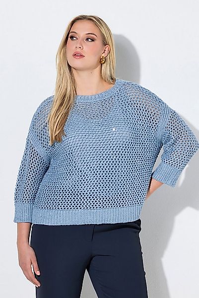 Ulla Popken Strickpullover Pullover Pailletten Oversized Rundhals 3/4-Arm günstig online kaufen