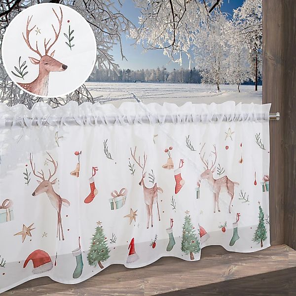 my home Scheibengardine "Olwyn" Stangendurchzug 1 Stk. tlg. weihnachtlich, günstig online kaufen