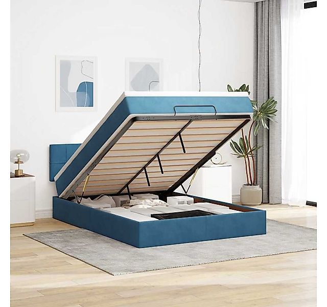 vidaXL Bett, Ottoman-Bett mit Matratze Dunkelblau 140x190 cm Samt günstig online kaufen