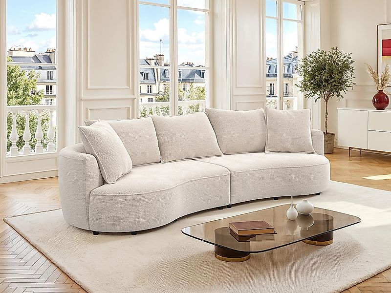 Sofa 4-Sitzer - Chenille-Stoff Beige - CEPRANO de Maison Céphy günstig online kaufen
