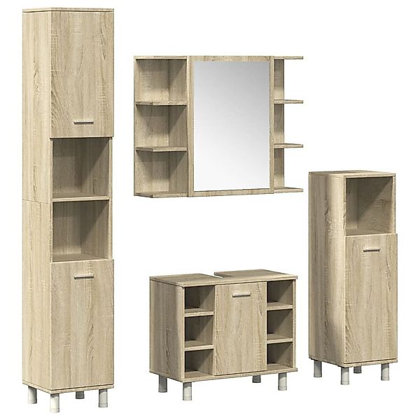 vidaXL Badezimmer-Set 4-tlg. Badmöbel-Set Sonoma-Eiche Holzwerkstoff, günstig online kaufen