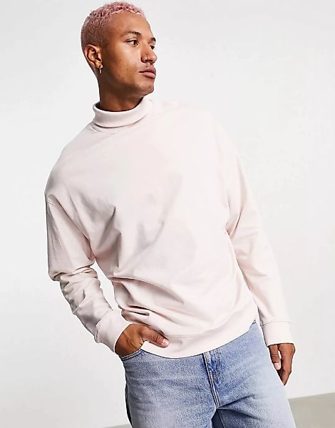 ASOS DESIGN – Oversize-Sweatshirt in Rosa mit Stehkragen günstig online kaufen