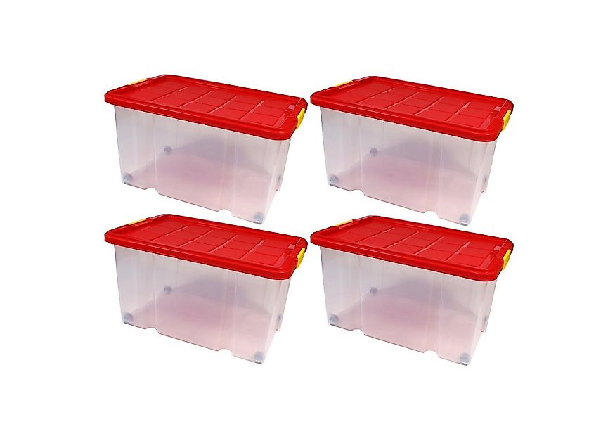 BigDean Aufbewahrungsbox 4 Stück Eurobox mit Deckel und Rollen 60 X 40 X 32 günstig online kaufen