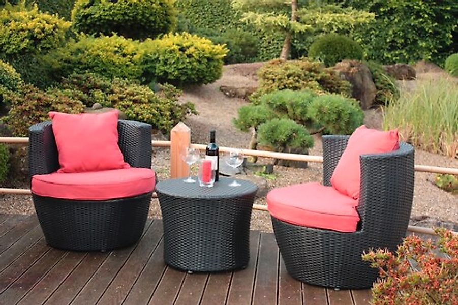 Garden Pleasure Balkonset Set, 1x Tisch, 2x Sessel, 3 Stk. tlg. inkl. Aufla günstig online kaufen