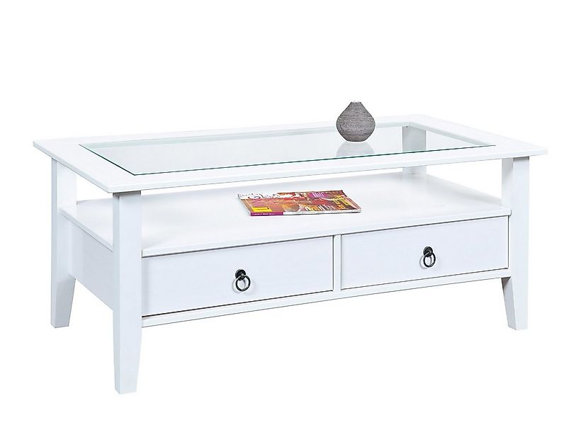 Inter Link Couchtisch PROVENCE 7, aus Massivholz, mit Sicherheitsglas, Land günstig online kaufen