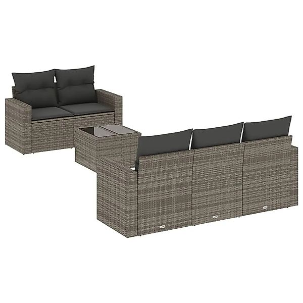 vidaXL 6-Tlg Garten-Sofagarnitur mit Kissen Grau Poly Rattan 3251037 günstig online kaufen