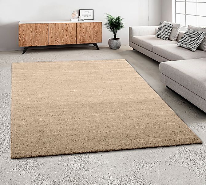 THEKO Wollteppich "Gabbeh Uni, Handgefertigt, Teppich, meliert, reine Wolle günstig online kaufen