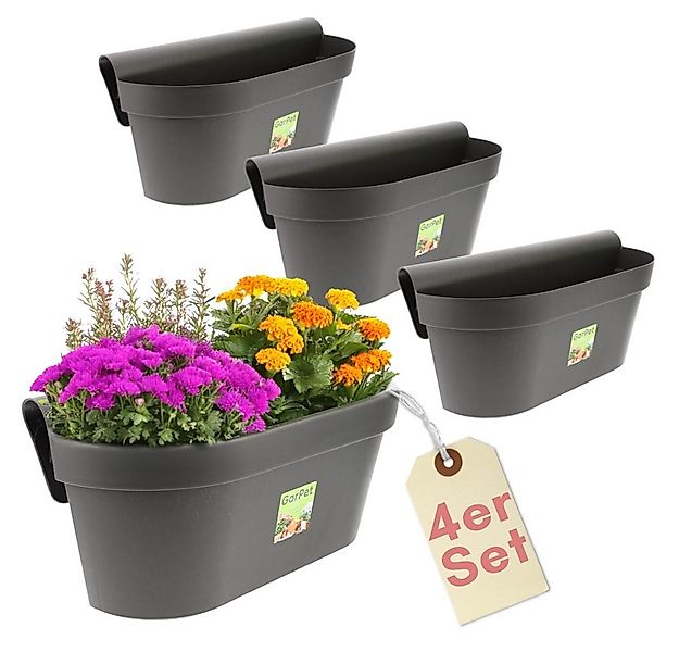 GarPet Balkonkasten 4er Set Geländerkasten Balkon mit Wasserspeicher Blumen günstig online kaufen