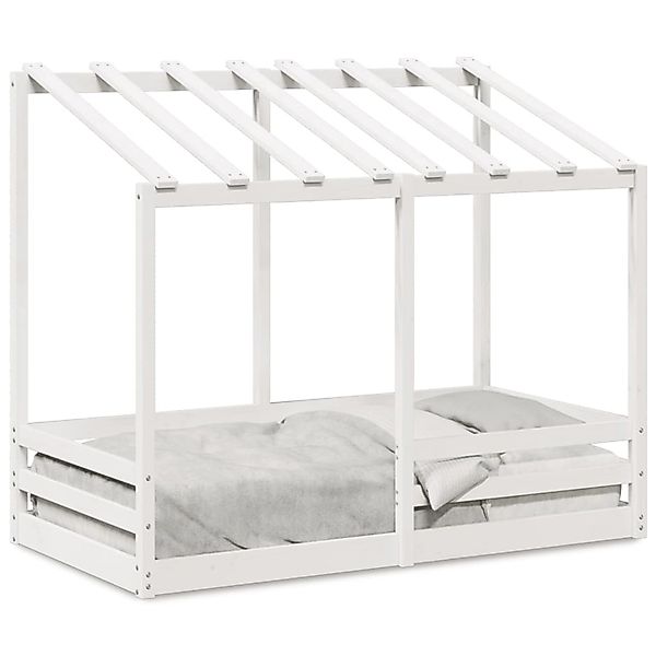 vidaXL Kinderbett mit Dach Weiß 80x160 cm Massivholz Kiefer 847013 günstig online kaufen
