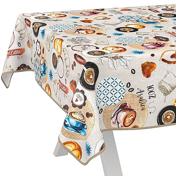 ANRO Tischdecke Wachstuch abwaschbar Coffee Time günstig online kaufen