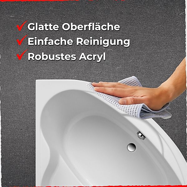 Schulte Badewanne Coralia, Eckbadewanne, Sanitäracryl, Weiß, günstig online kaufen