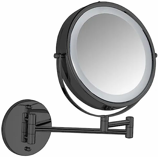 Wenko Power-Loc® LED Wandspiegel Lumi Schwarz mit 5-fach Vergrößerung günstig online kaufen