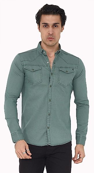 Megaman Jeans Langarmhemd Herren Hemd Basic günstig online kaufen