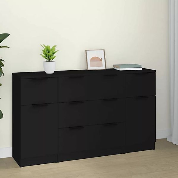 Vidaxl 3-tlg. Sideboard-set Schwarz Holzwerkstoff günstig online kaufen