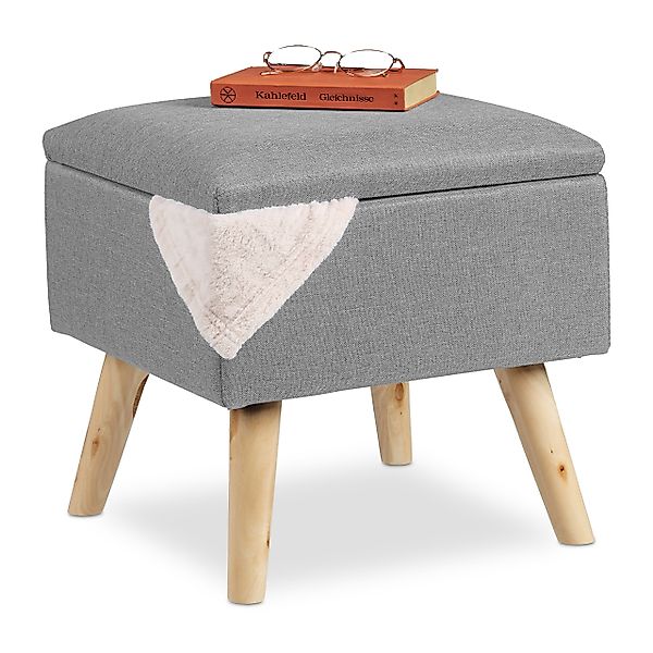 relaxdays Stauraumhocker Hocker mit Stauraum, hellgrau günstig online kaufen