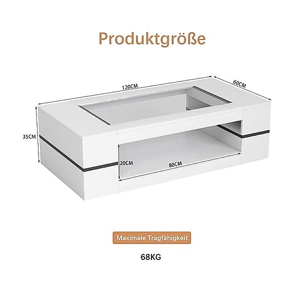 radelldar Couchtisch Wohnzimmertisch mit Glas, Beistelltisch, günstig online kaufen