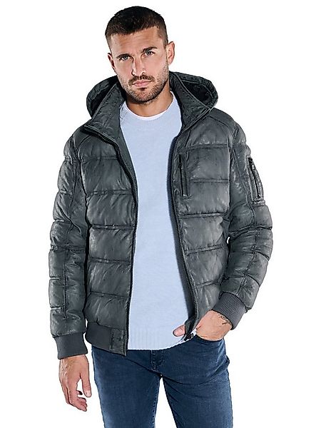 emilio adani Lederjacke Herren Lederjacke mit abnehmbarer Kapuze, Mittelbla günstig online kaufen