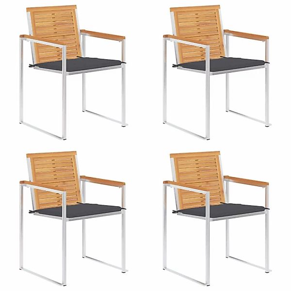 4 Stk. Gartenstühle Mit Kissen Massivholz Teak günstig online kaufen