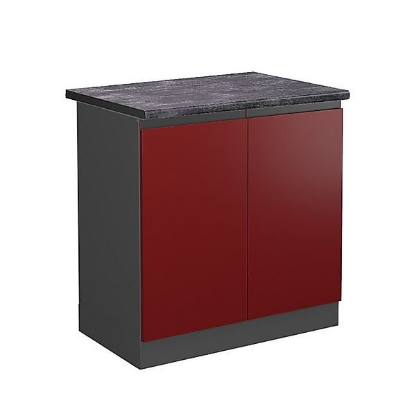 Vicco Spülenunterschrank R-Line, Rot/Anthrazit, 80 cm, AP Anthrazit günstig online kaufen