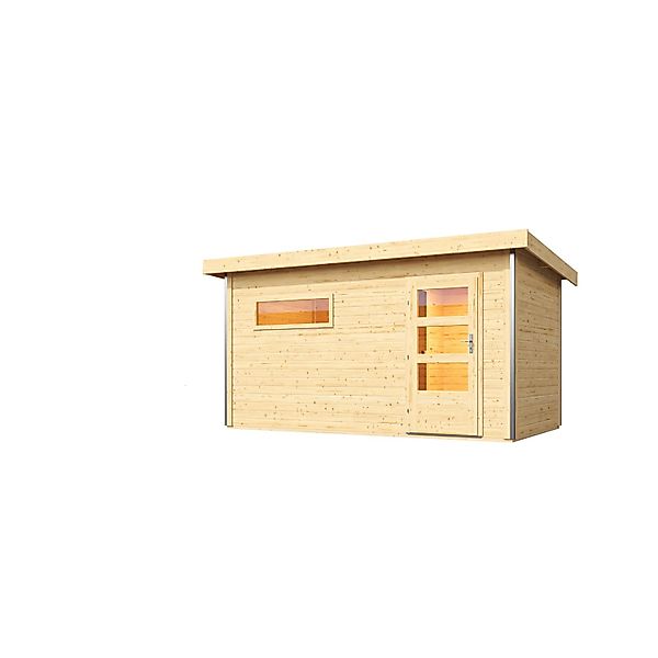 Chillroi Saunahaus Helmi Naturbelassen im Set mit 9kW Bio Kombiofen günstig online kaufen