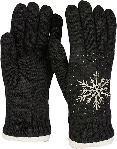 styleBREAKER Strickhandschuhe Strickhandschuhe mit Schneeflocke, Strass günstig online kaufen